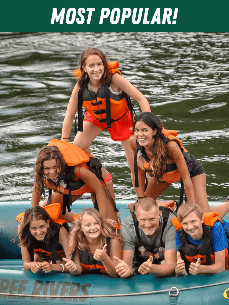 family pyramid on raft